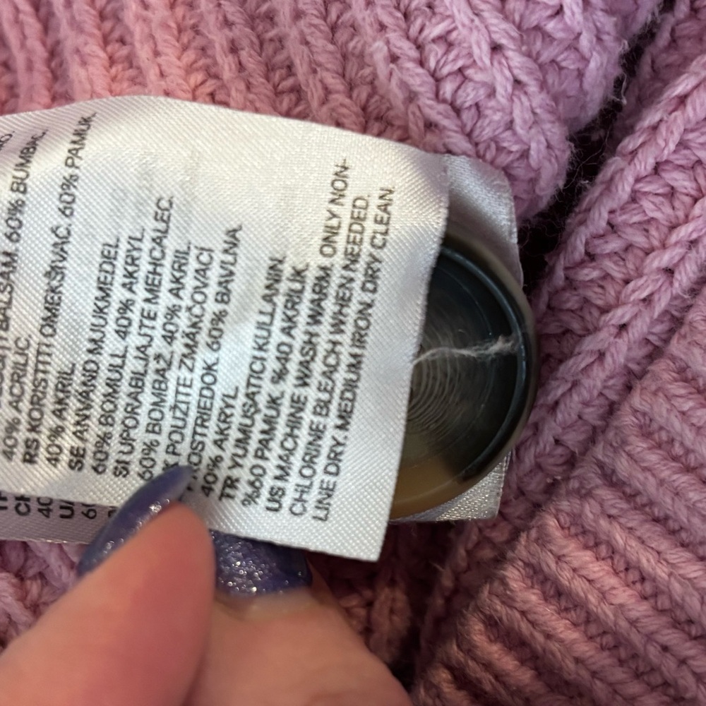 H&M Lavender Pink Chunky Knit Button-Up Cropped Cardigan Size XS - Picture 7 of 9
